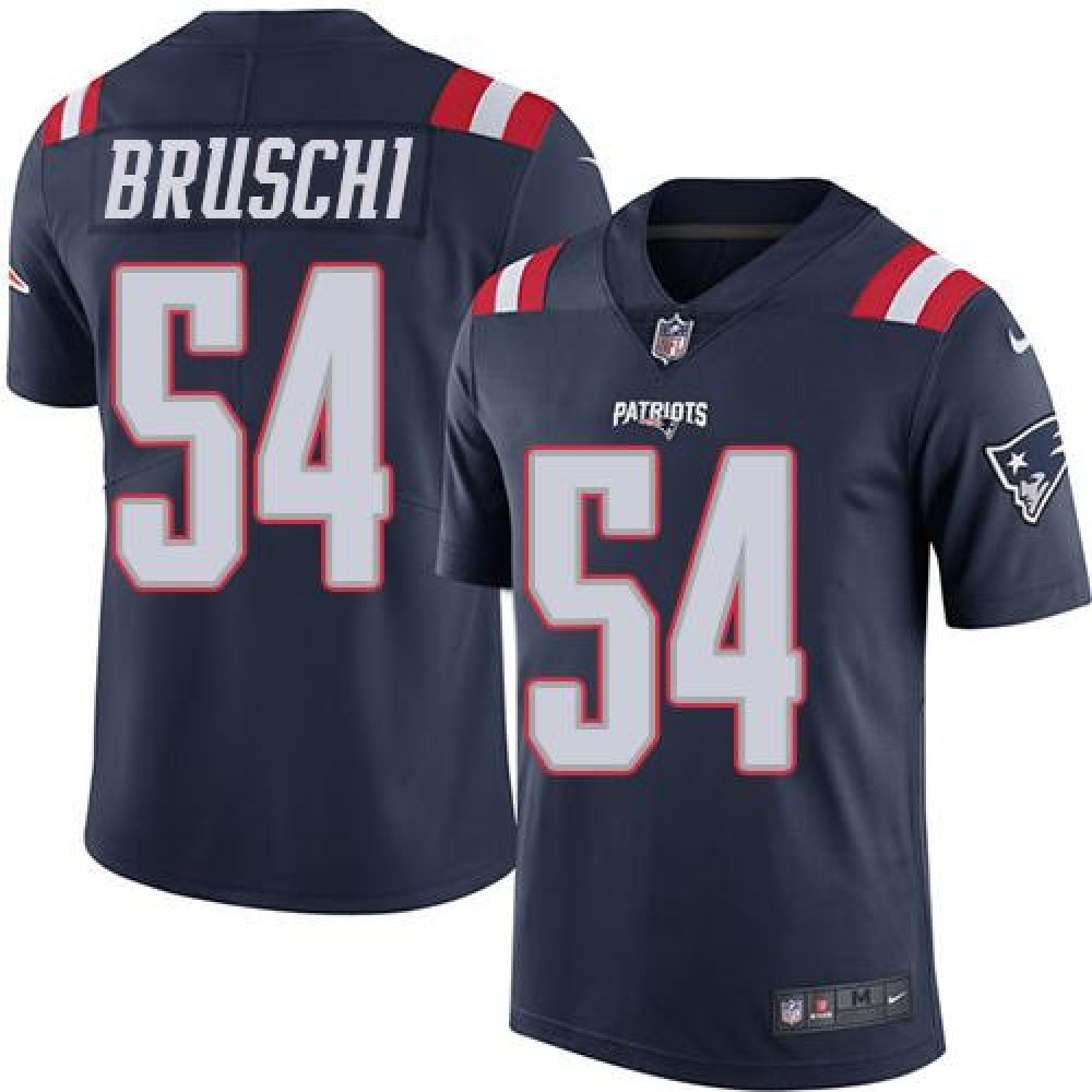 Patriots #54 Tedy Bruschi Navy Blue Men's Stitched NFL Limited Rush Jersey