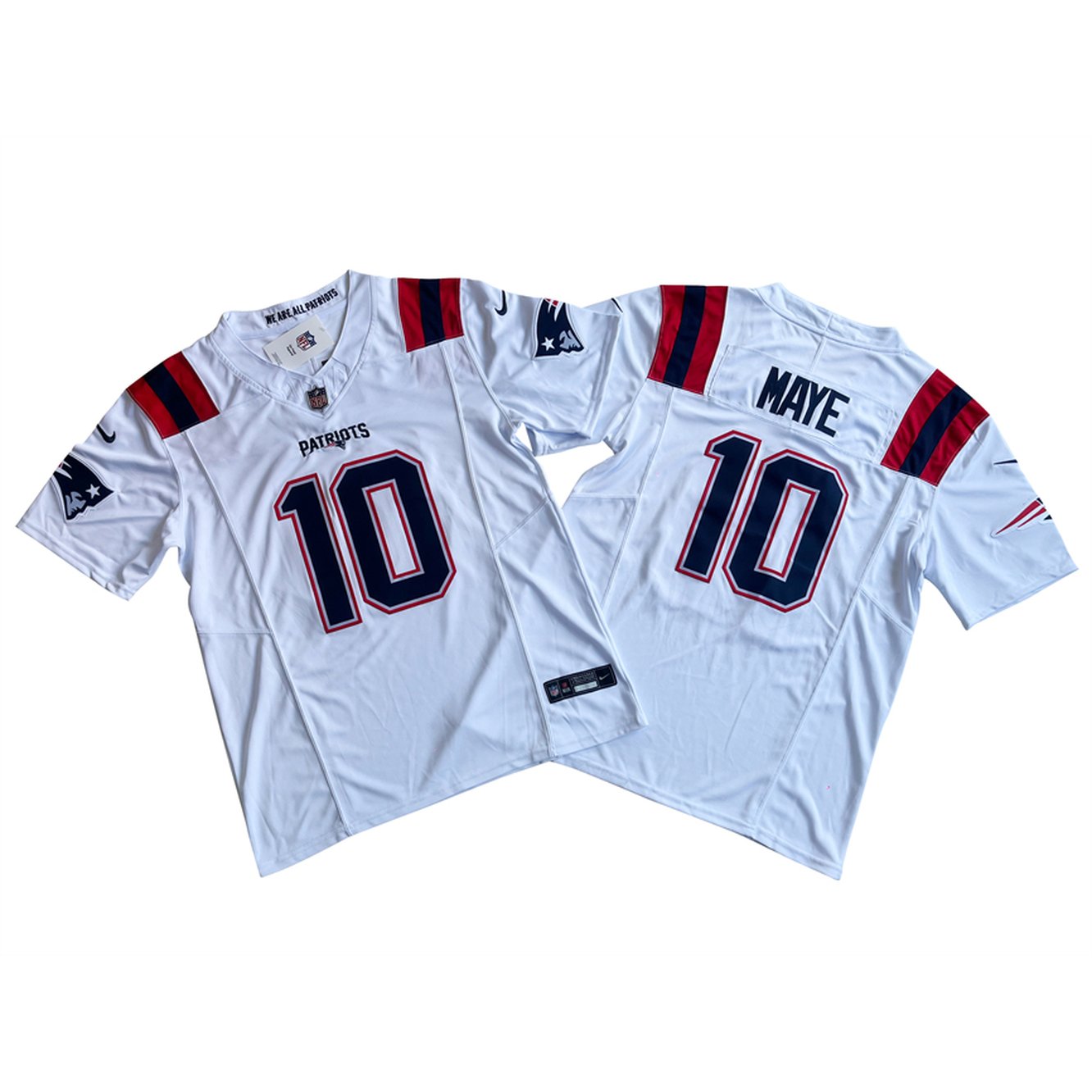 Men's New England Patriots #10 Drake Maye White 2024 Draft F.U.S.EVapor Limited Stitched Football Jersey