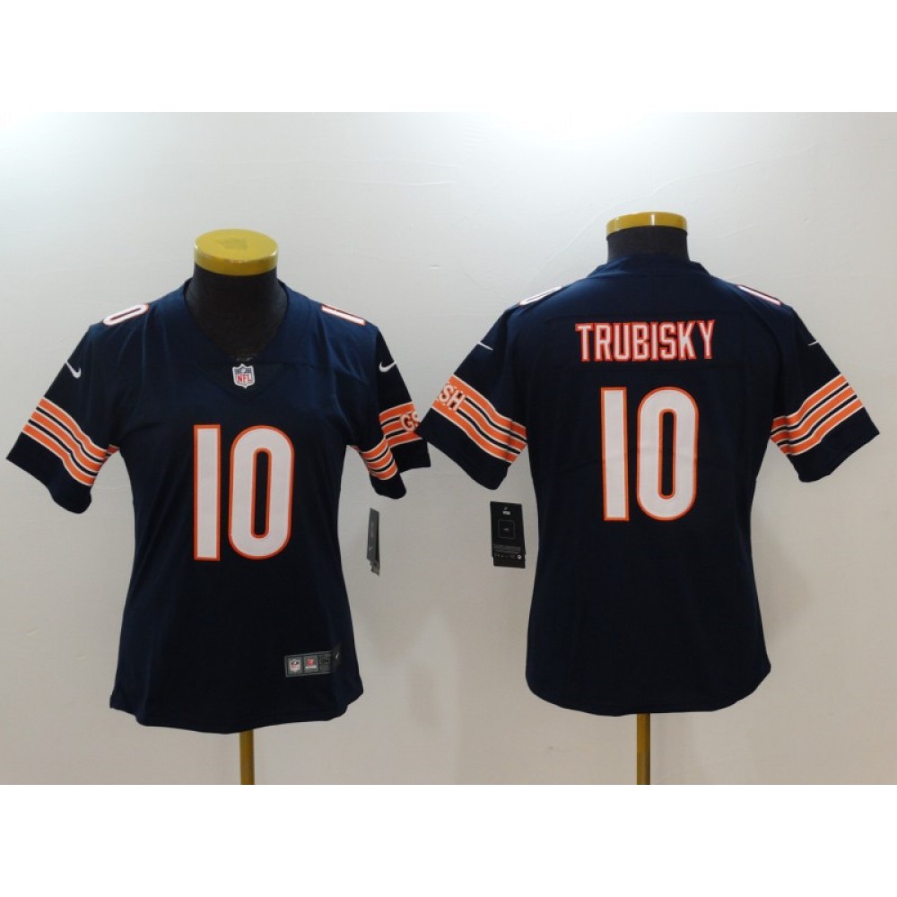 Women's Chicago Bears #10 Mitchell Trubisky Navy Blue Vapor Untouchable Elite Stitched NFL Jersey