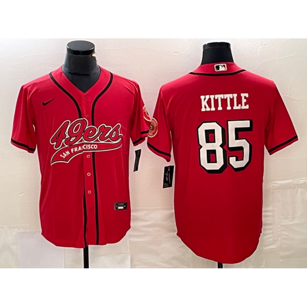 Men's San Francisco 49ers #85 George Kittle New Red Cool Base Stitched Baseball Jersey