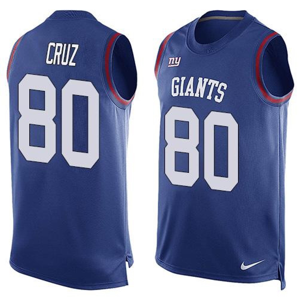 Giants #80 Victor Cruz Royal Blue Team Color Men's Stitched NFL Limited Tank Top Jersey