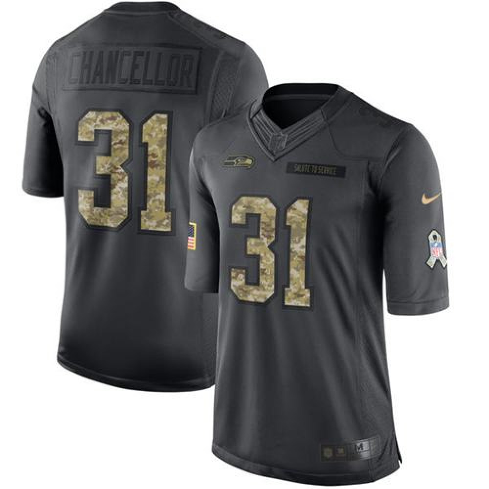Seahawks #31 Kam Chancellor Black Men's Stitched NFL Limited 2016 Salute to Service Jersey