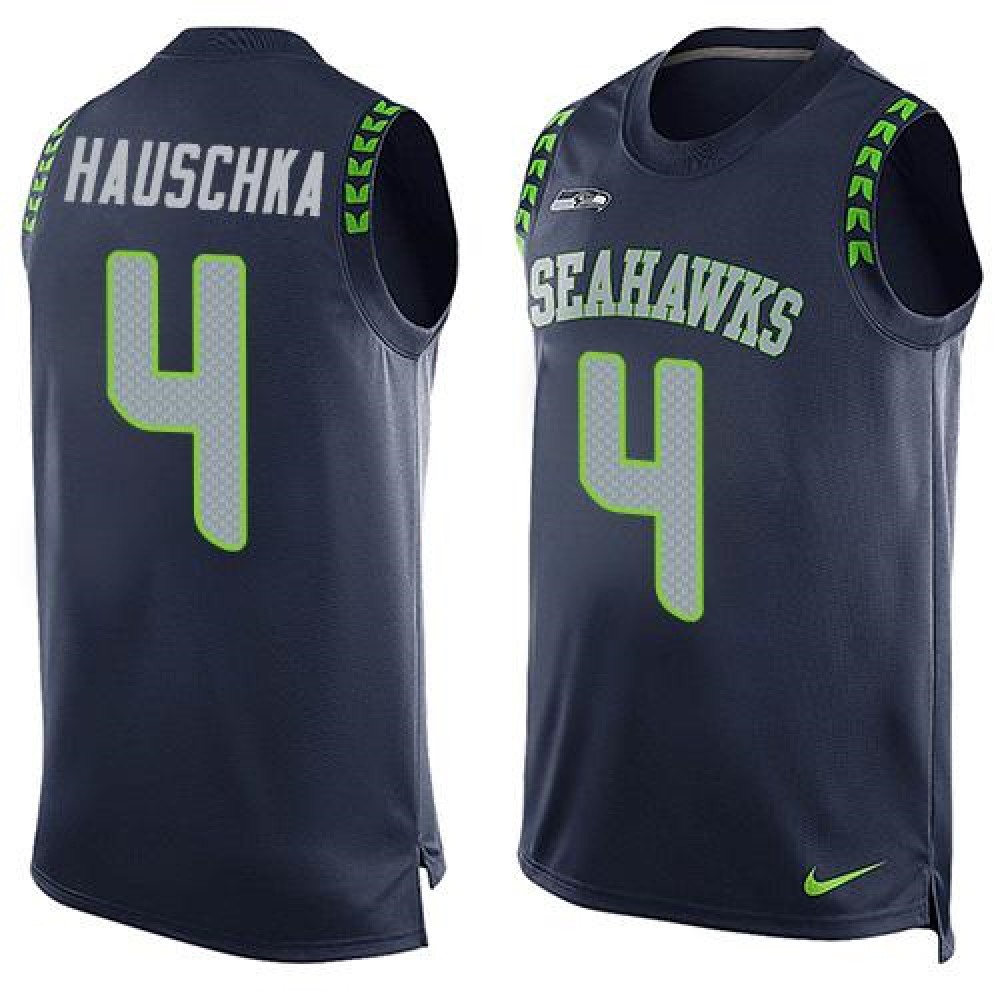 Seahawks #4 Steven Hauschka Steel Blue Team Color Men's Stitched NFL Limited Tank Top Jersey