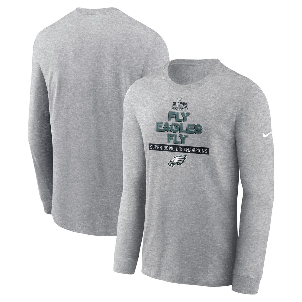 Men's Philadelphia EaglesHeather Gray Super Bowl LIX Champions Local Long Sleeve T-Shirt