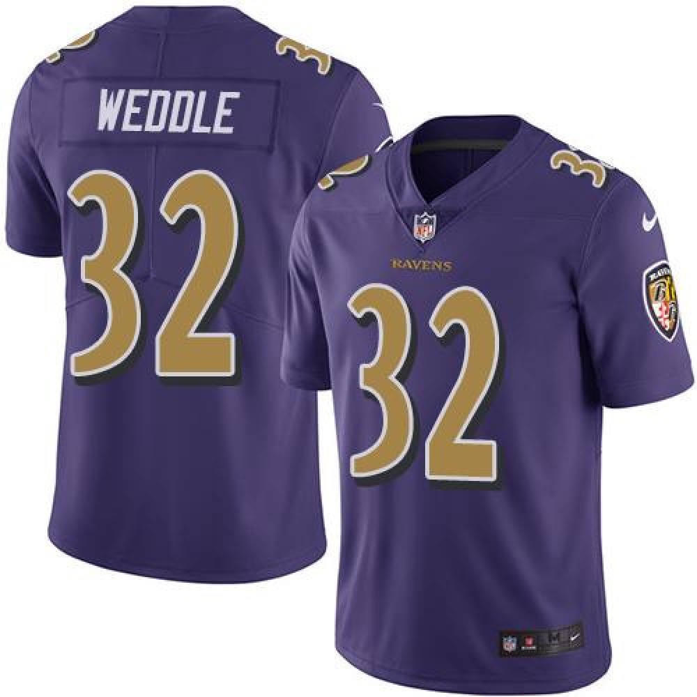 Ravens #32 Eric Weddle Purple Men's Stitched NFL Limited Rush Jersey
