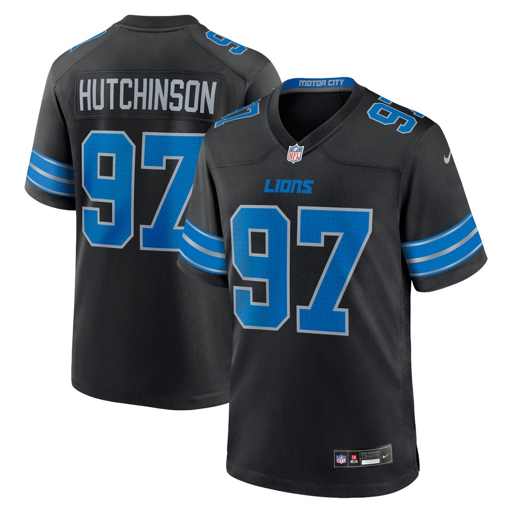Men's Detroit Lions #97 Aidan HutchinsonBlack 2nd Alternate Game Jersey