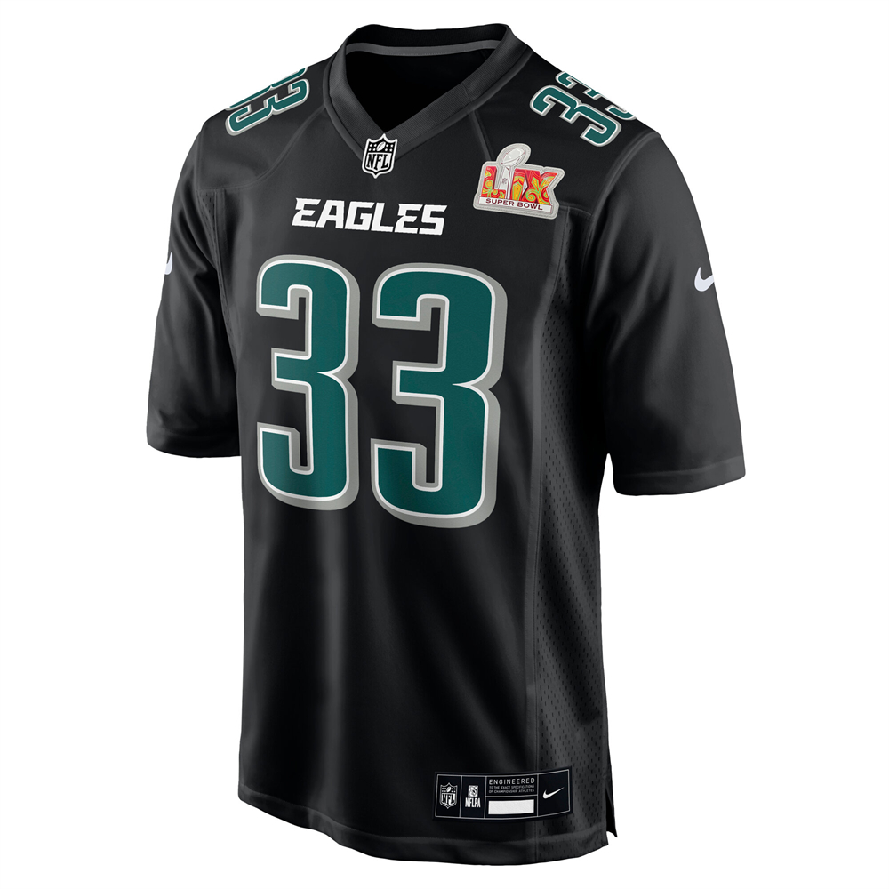 🔥Champ Combo Sale - Philadelphia Eagles Cooper DeJean Nike Carbon Black Super Bowl LIX Game Jersey & New Era Gray/Charcoal Super Bowl LIX Champions Adjustable Hat