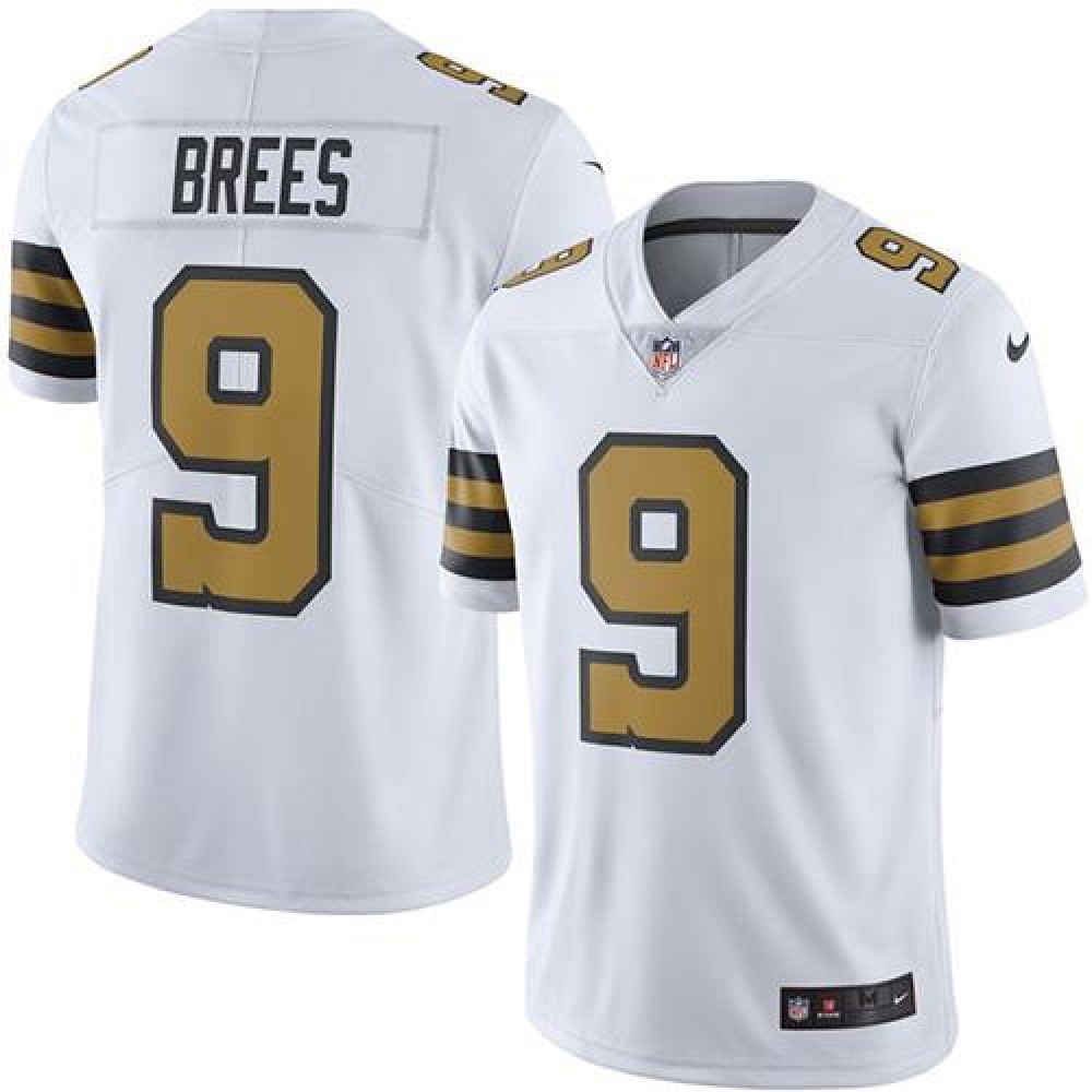 Saints #9 Drew Brees White Men's Stitched NFL Limited Rush Jersey