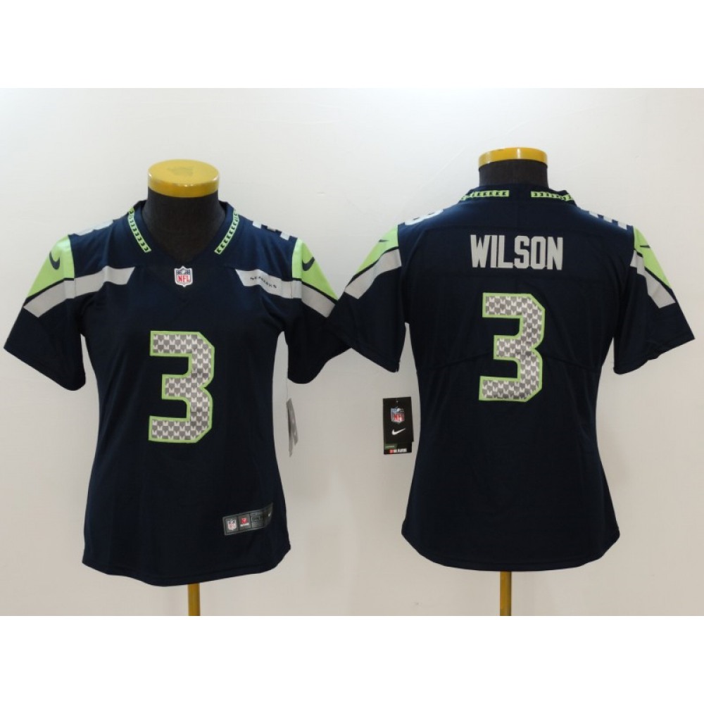 Women's Seattle Seahawks #3 Russell Wilson Blue Vapor Untouchable Limited Stitched NFL Jersey