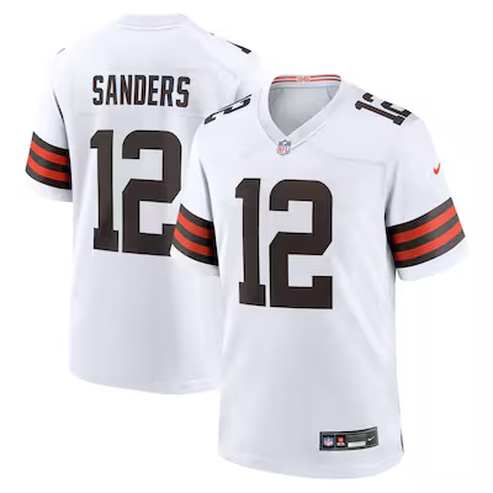 Men's Cleveland Browns #12 Shedeur Sanders Nike White 2025 NFL Draft Game Jersey