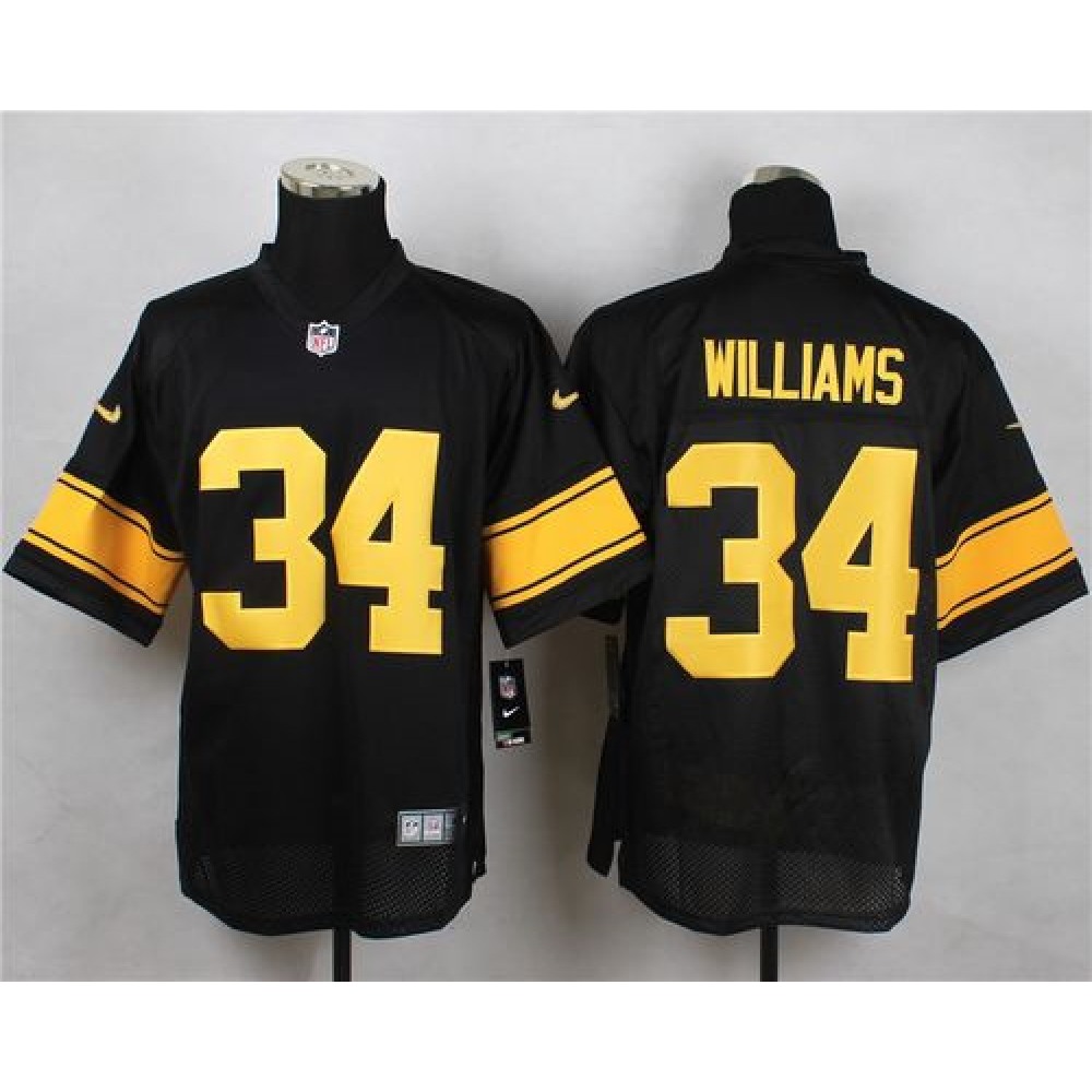 Steelers #34 DeAngelo Williams Black(Gold No.) Men's Stitched NFL Elite Jersey