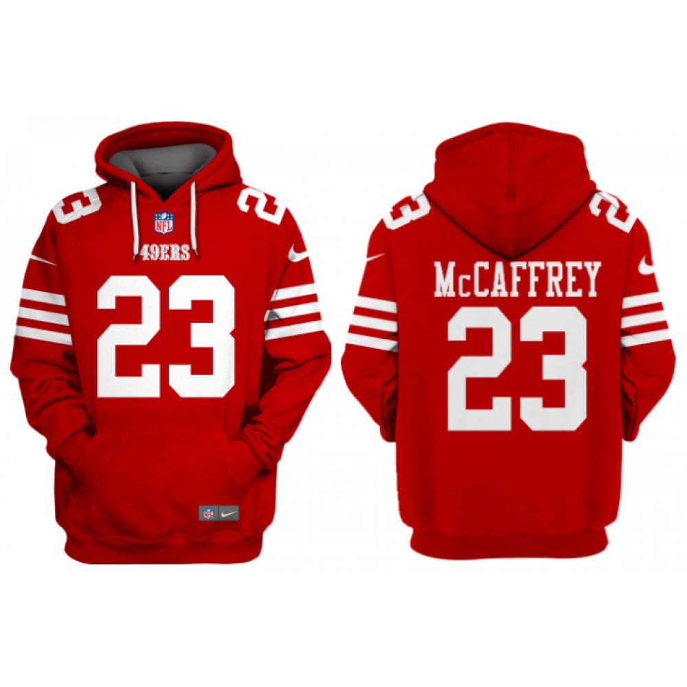 Men's San Francisco 49ers #23 Christian McCaffrey RedAlternate Pullover Hoodie