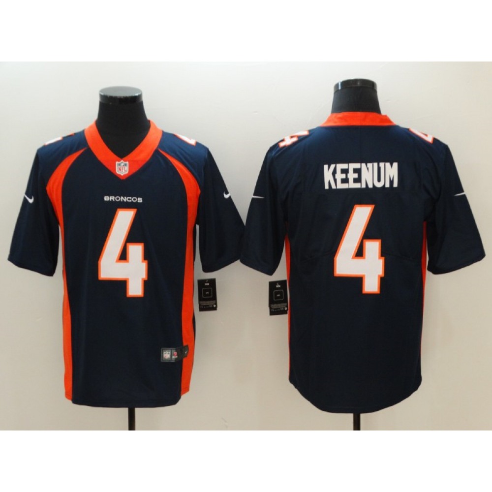 Men's NFL Denver Broncos #4 Case Keenum Blue Vapor UntouchableLimited Stitched Jersey