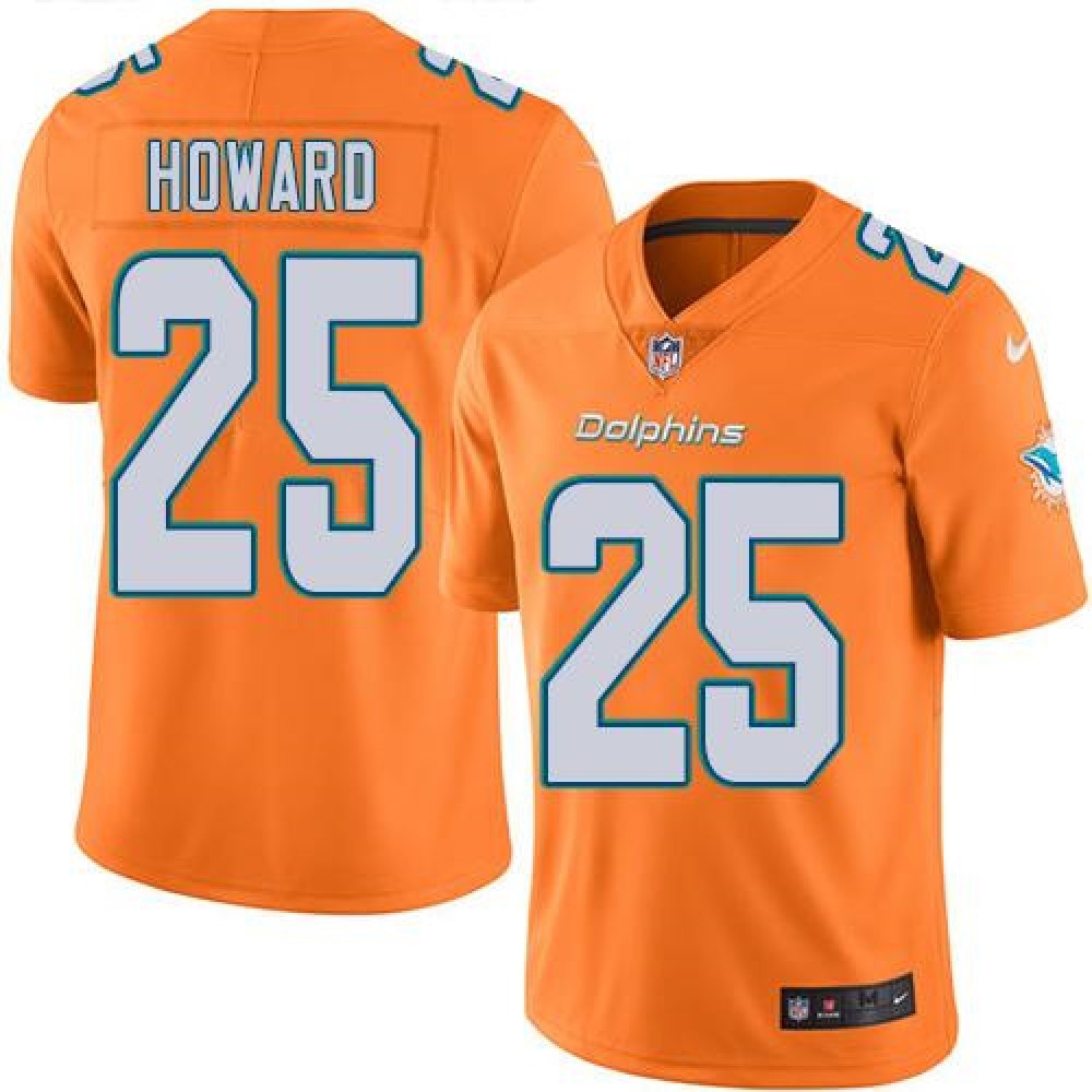 Dolphins #25 Xavien Howard Orange Men's Stitched NFL Limited Rush Jersey