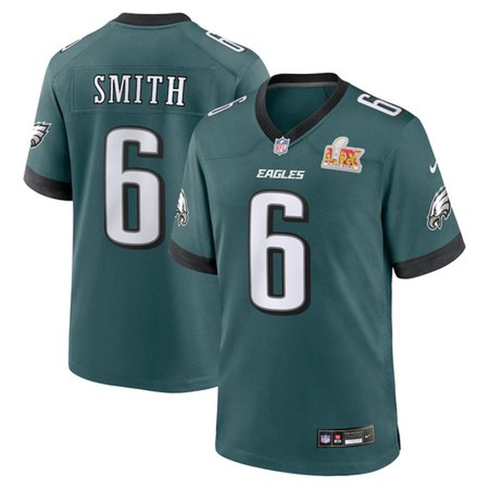Men's Philadelphia Eagles #6 DeVonta SmithMidnight Green Super Bowl LIX Game Player Jersey