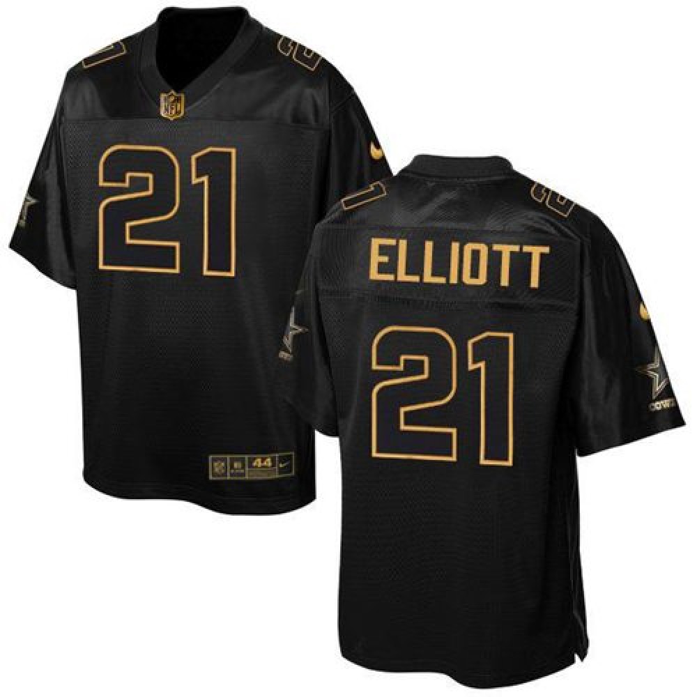 Cowboys #21 Ezekiel Elliott Black Men's Stitched NFL Elite Pro Line Gold Collection Jersey