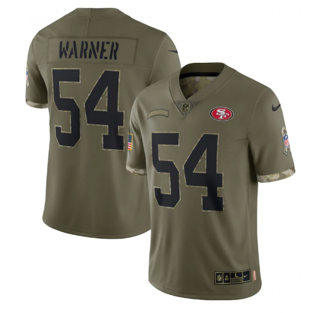 Men's San Francisco 49ers #54 Fred Warner Olive 2022 Salute To Service Limited Stitched Jersey