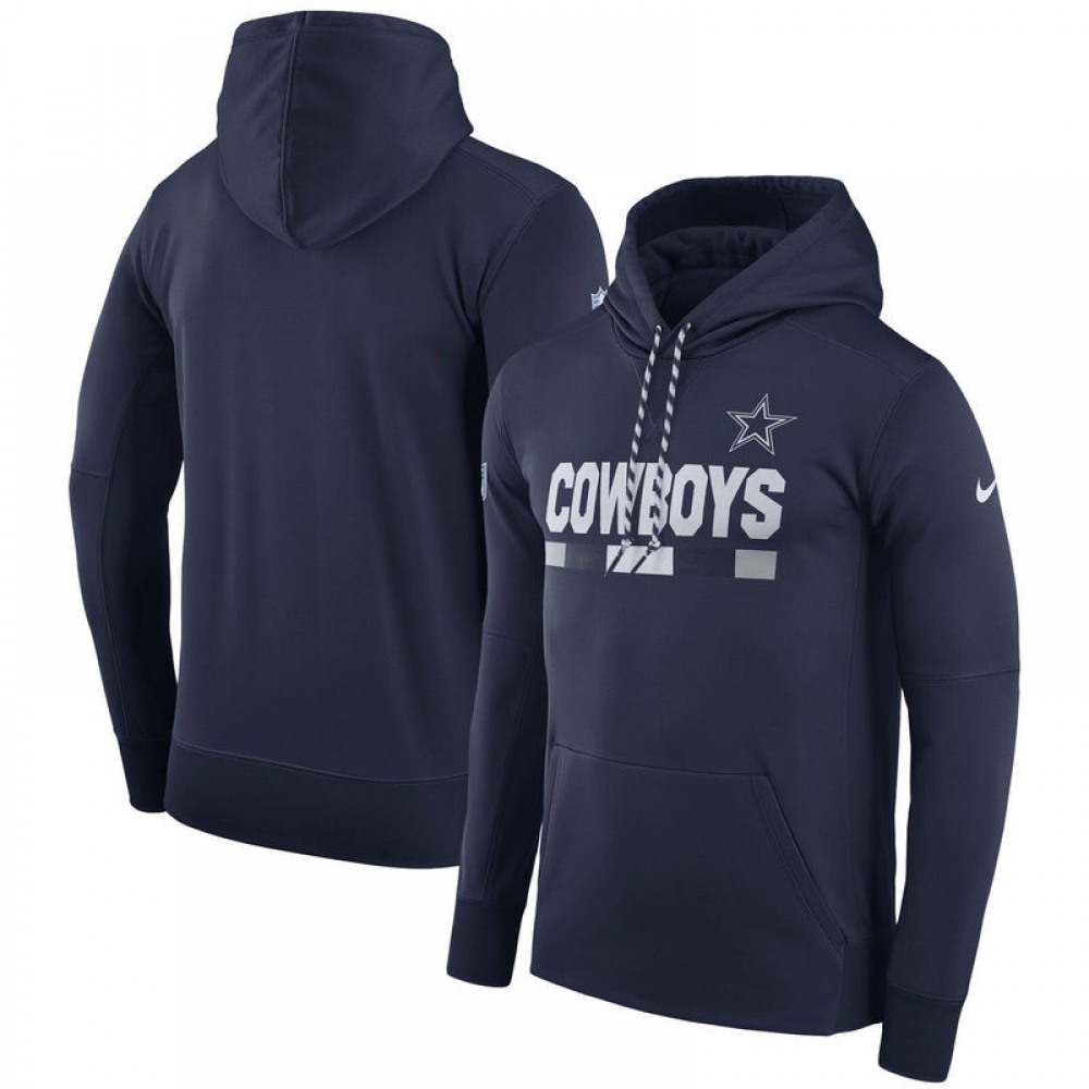 Men's Dallas CowboysNavy Sideline Team Name Performance Pullover Hoodie