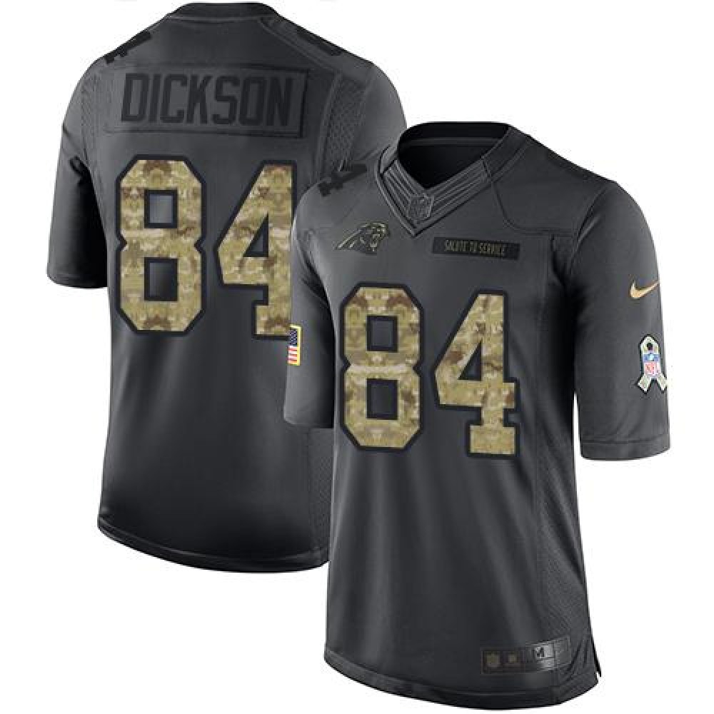 Panthers #84 Ed Dickson Black Men's Stitched NFL Limited 2016 Salute to Service Jersey