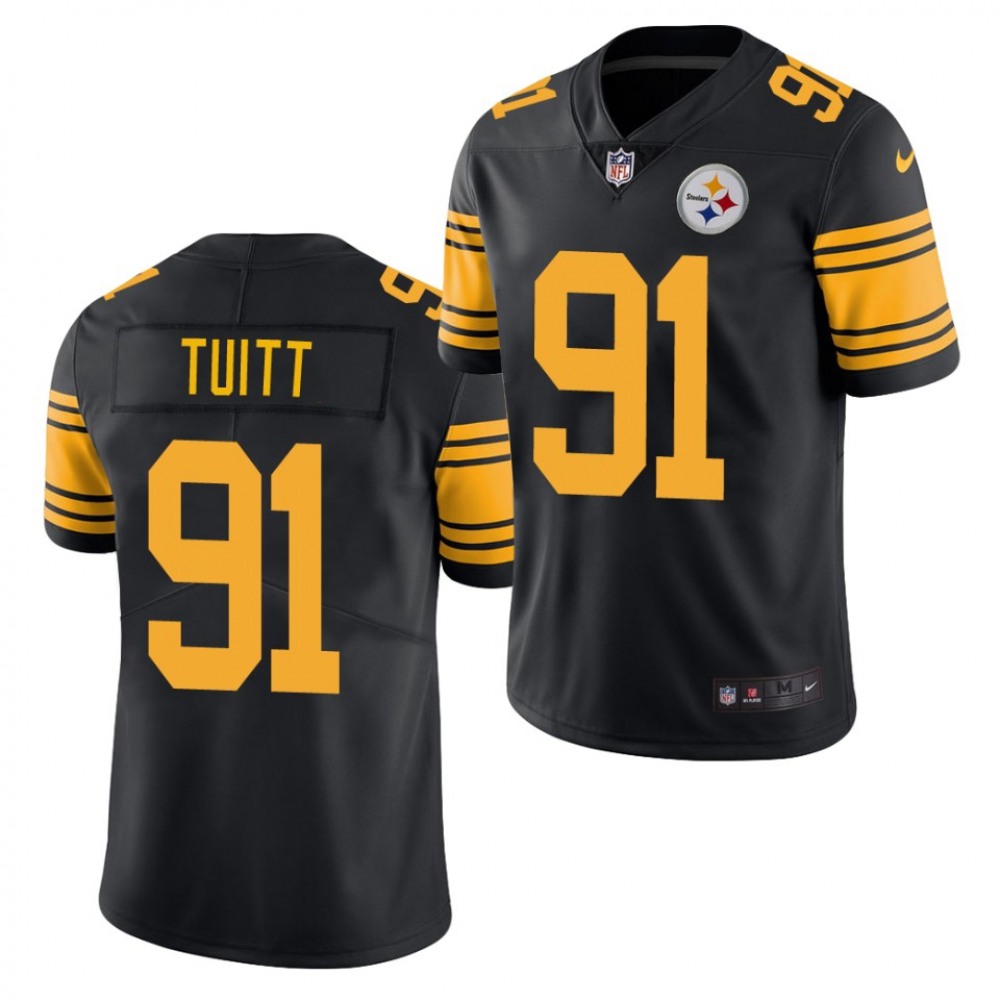 Men's Pittsburgh Steelers#91 Stephon Tuitt Black Color Rush Limited Stitched Jersey