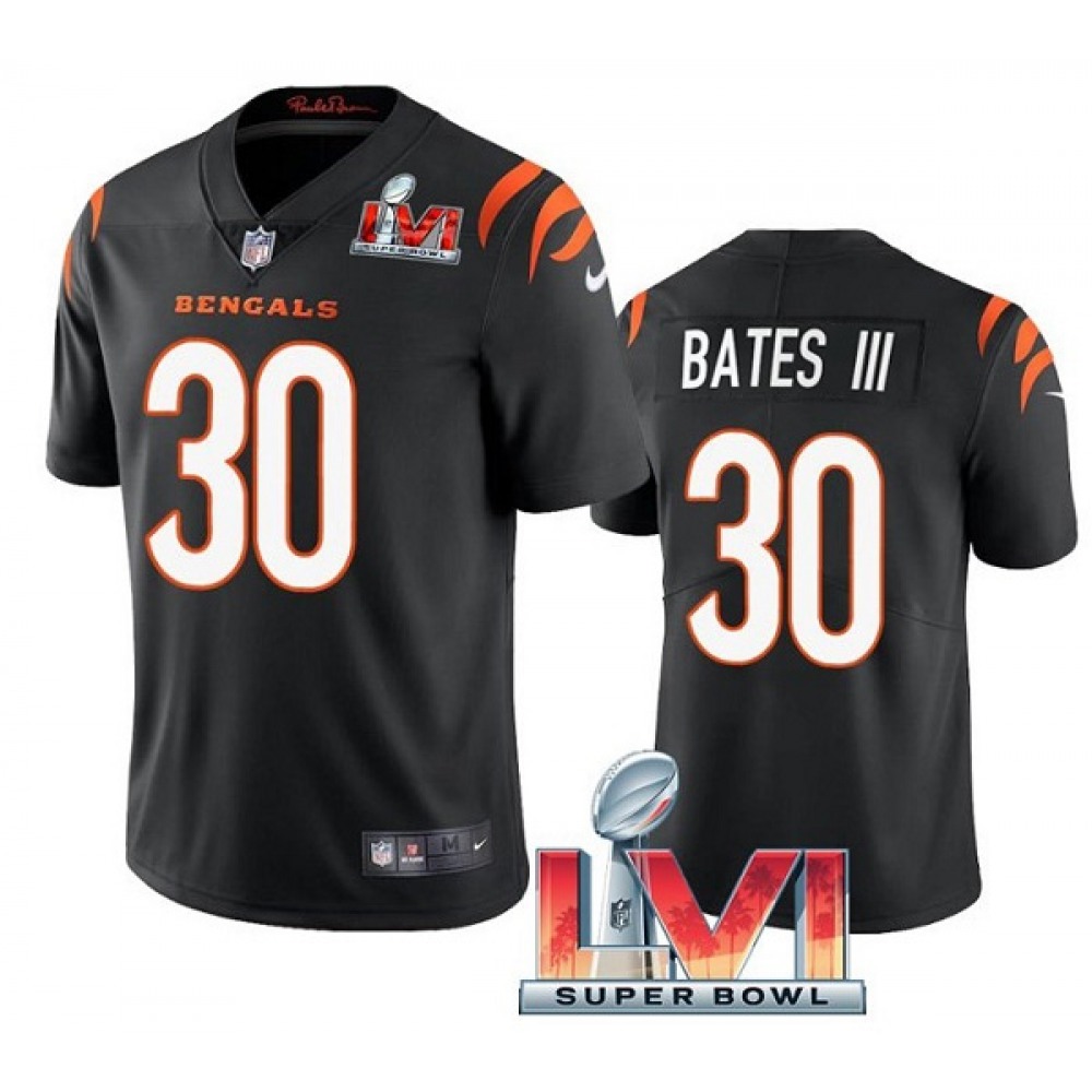 Men's Cincinnati Bengals #30 Jessie Bates III 2022 Black Super Bowl LVI Vapor Limited Stitched Jersey