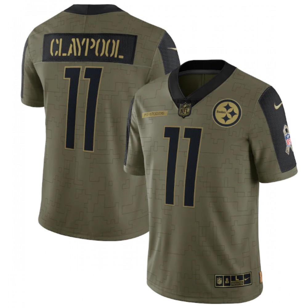 Men's Pittsburgh Steelers #11 Chase Claypool 2021 Olive Salute To Service Limited Stitched Jersey
