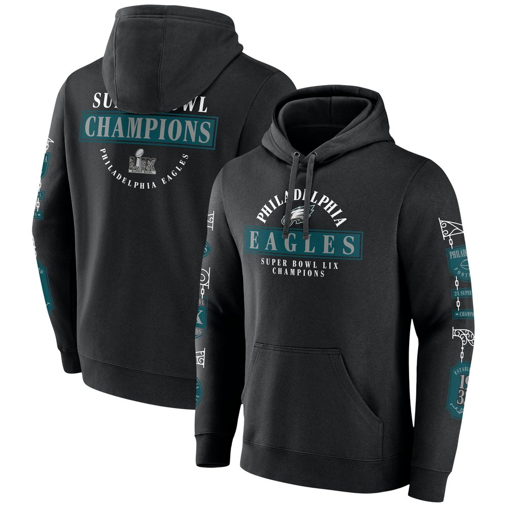 Men's Philadelphia EaglesBlack Super Bowl LIX Champions Pullover Hoodie