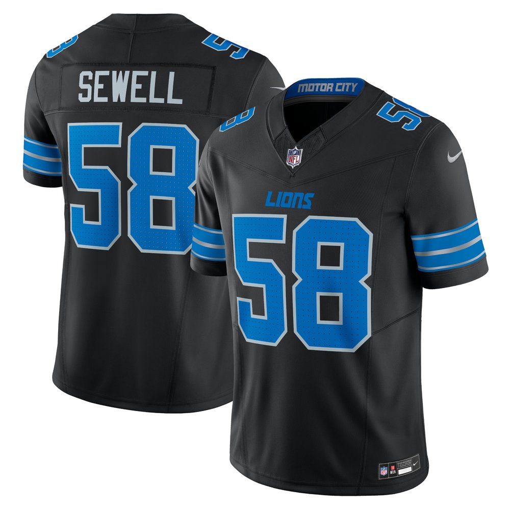 Men's Detroit Lions #58 Penei SewellBlack Vapor F.U.S.E. Alternate Limited Jersey