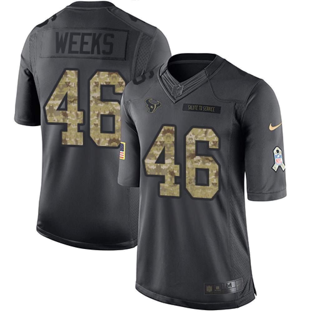 Texans #46 Jon Weeks Black Men's Stitched NFL Limited 2016 Salute to Service Jersey
