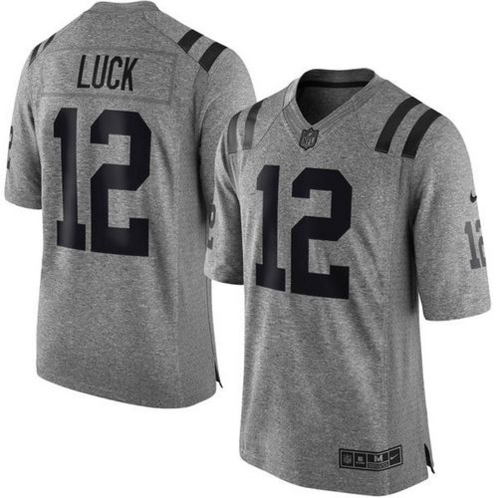 Colts #12 Andrew Luck Gray Men's Stitched NFL Limited Gridiron Gray Jersey