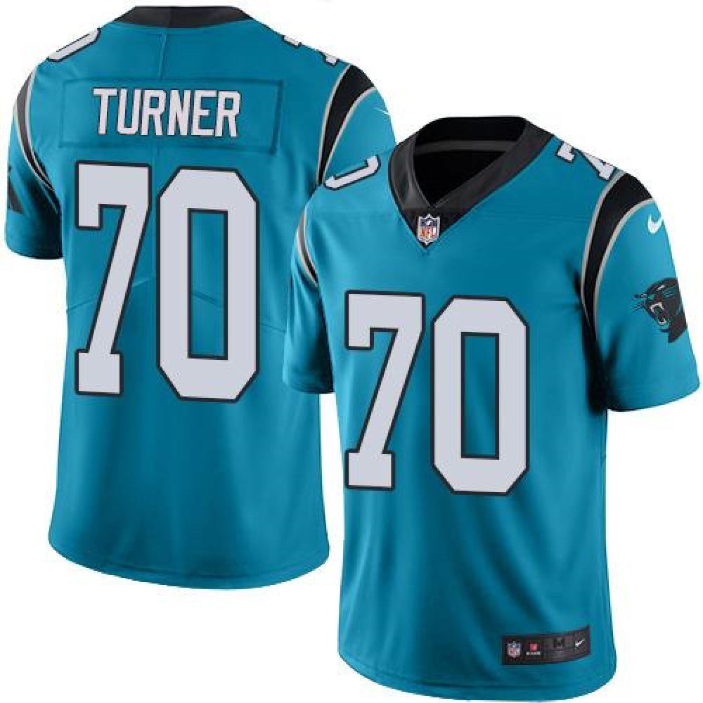 Panthers #70 Trai Turner Blue Men's Stitched NFL Limited Rush Jersey