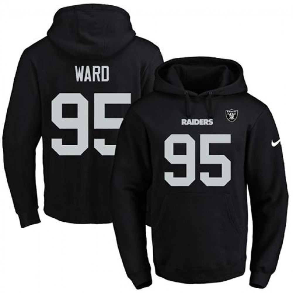 Raiders #95 Jihad Ward Black Name & Number Pullover NFL Hoodie