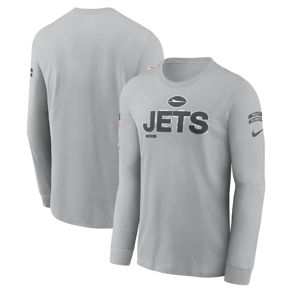 Men's New York JetsGray 2024 Salute To Service Long Sleeve T-Shirt