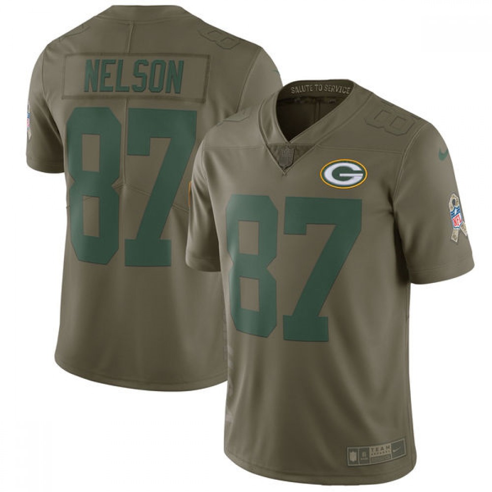 YouthGreen Bay Packers #87 Jordy Nelson Olive Salute To Service Limited Stitched NFL Jersey