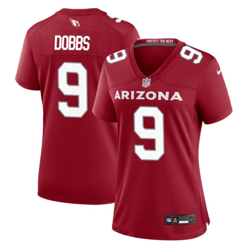 Women's Arizona Cardinals #9 Joshua Dobbs Red 2023 Stitched Jersey(Run Small)