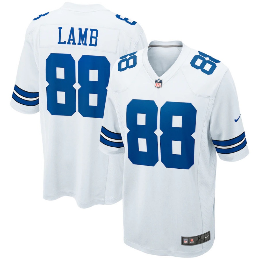 🔥Combo Sale - Dallas Cowboys CeeDee Lamb Nike White Game Jersey & New Era Navy Main 9FIFTY Adjustable Hat