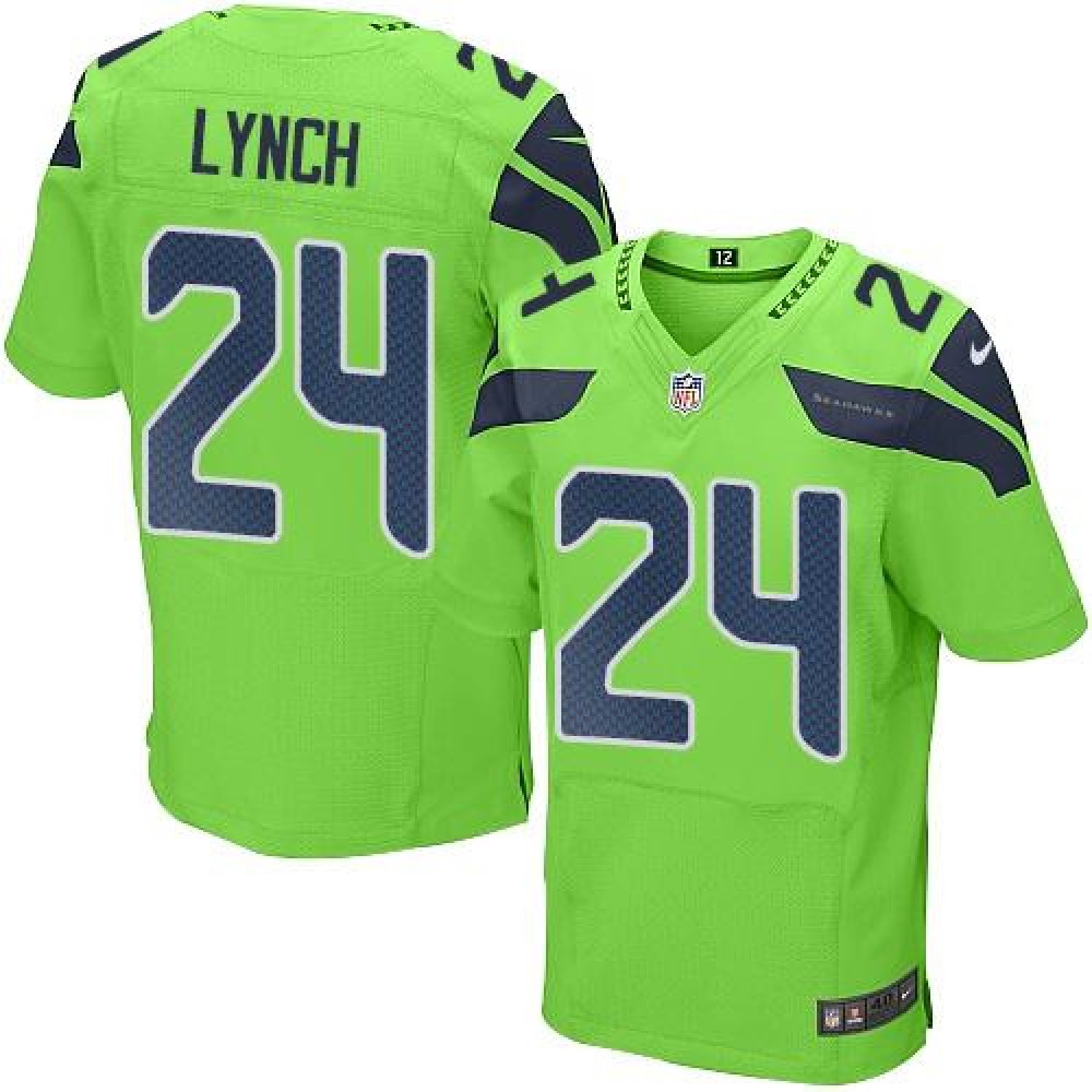 Seahawks #24 Marshawn Lynch Green Men's Stitched NFL Elite Rush Jersey