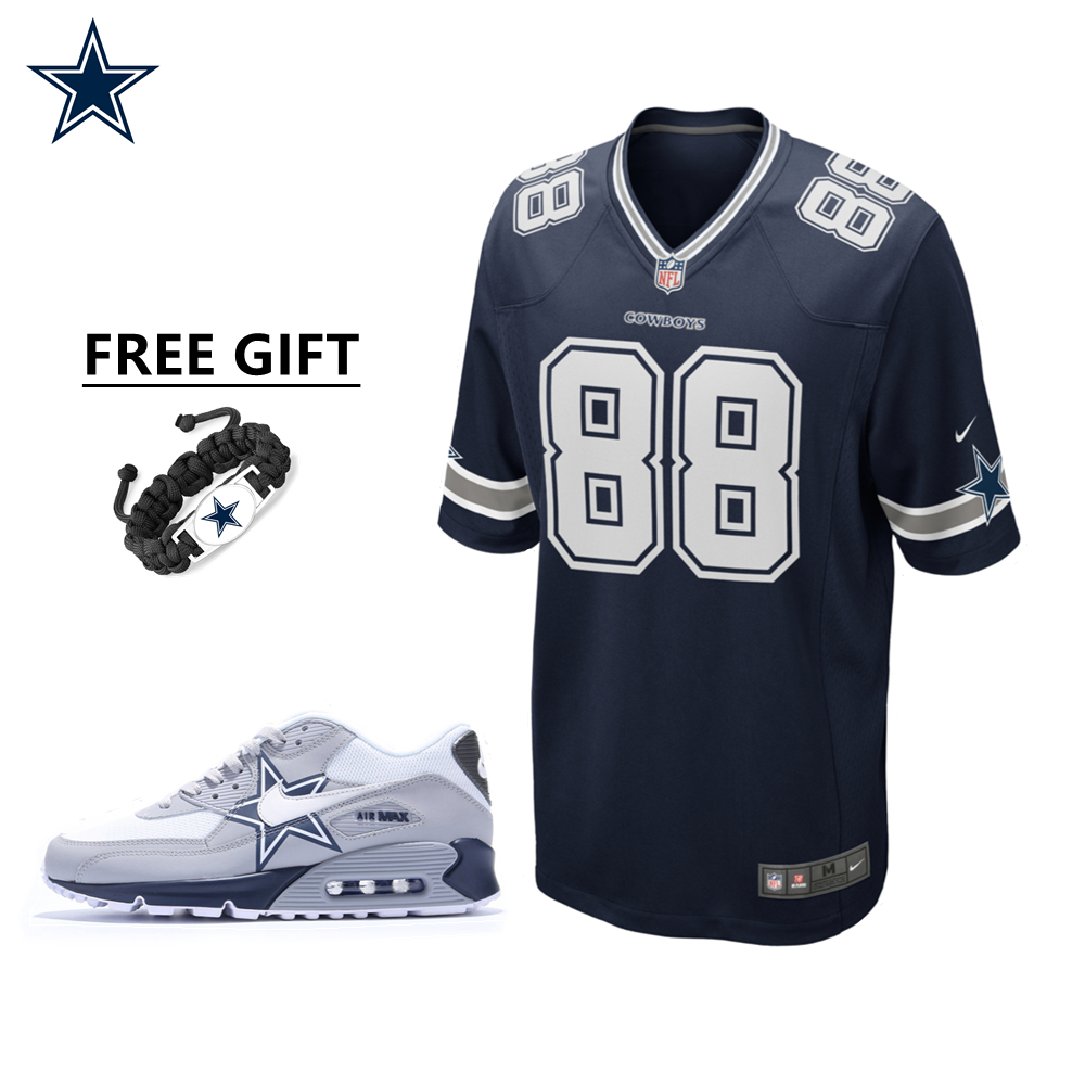 🔥Combo Sale - Dallas Cowboys CeeDee Lamb Nike Navy Game Jersey & Air Max 90 Classic Sneakers