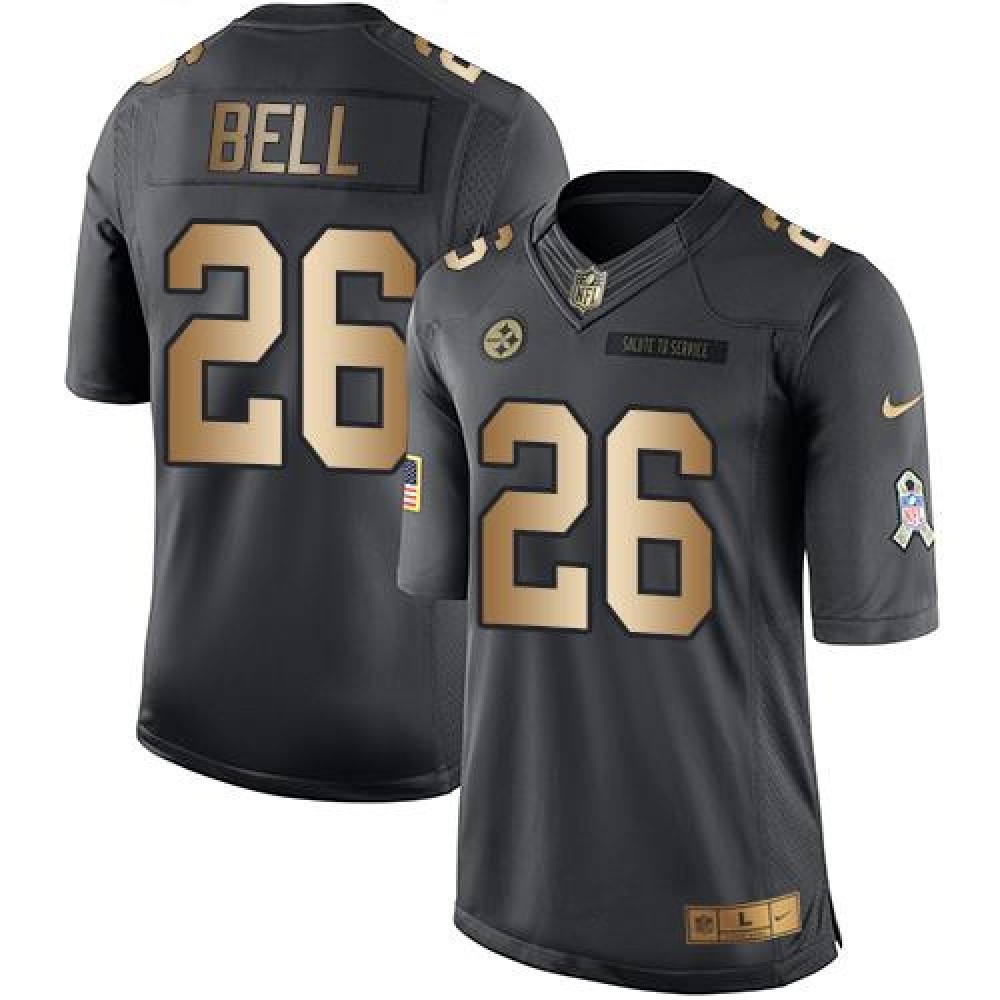 Steelers #26 Le'Veon Bell Black Men's Stitched NFL Limited Gold Salute To Service Jersey