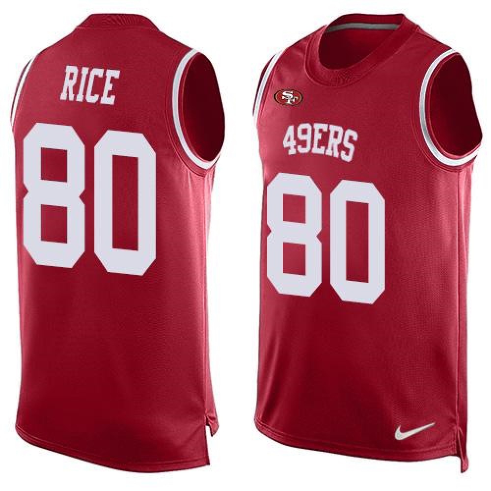 49ers #80 Jerry Rice Red Team Color Men's Stitched NFL Limited Tank Top Jersey