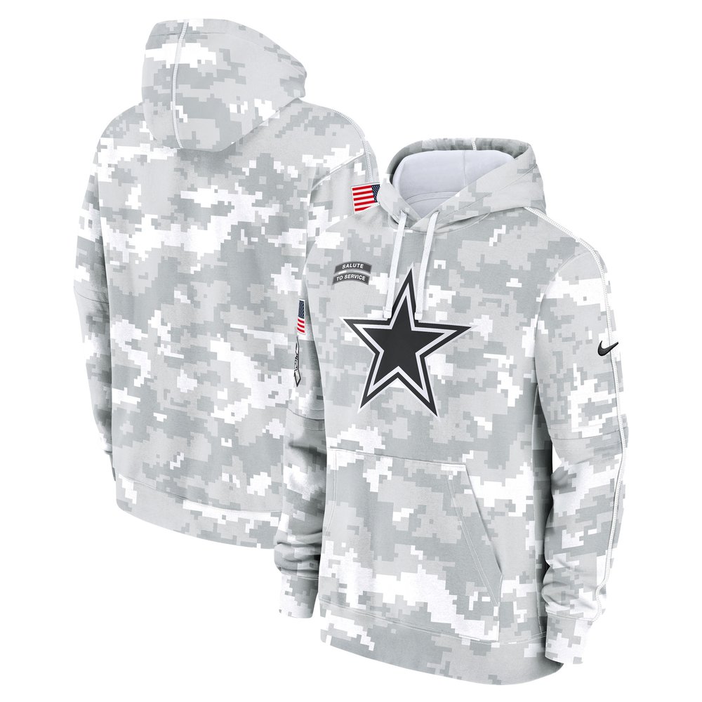 Men's Dallas CowboysArctic Camo 2024 Salute To Service Big & Tall Club Fleece Pullover Hoodie