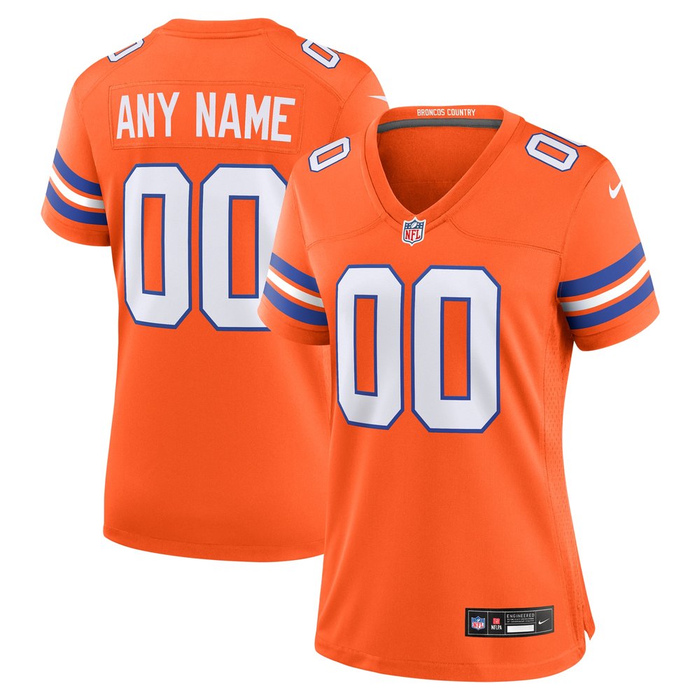 Women's Denver BroncosOrange Mile High Collection 1977 Throwback Custom Game Jersey