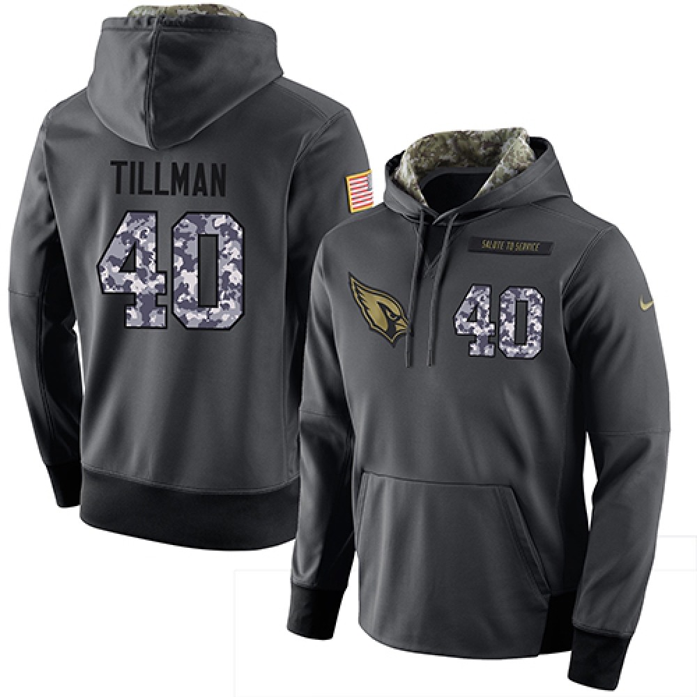 NFL Men'sArizona Cardinals #40 Pat Tillman Stitched Black Anthracite Salute to Service Player Performance Hoodie