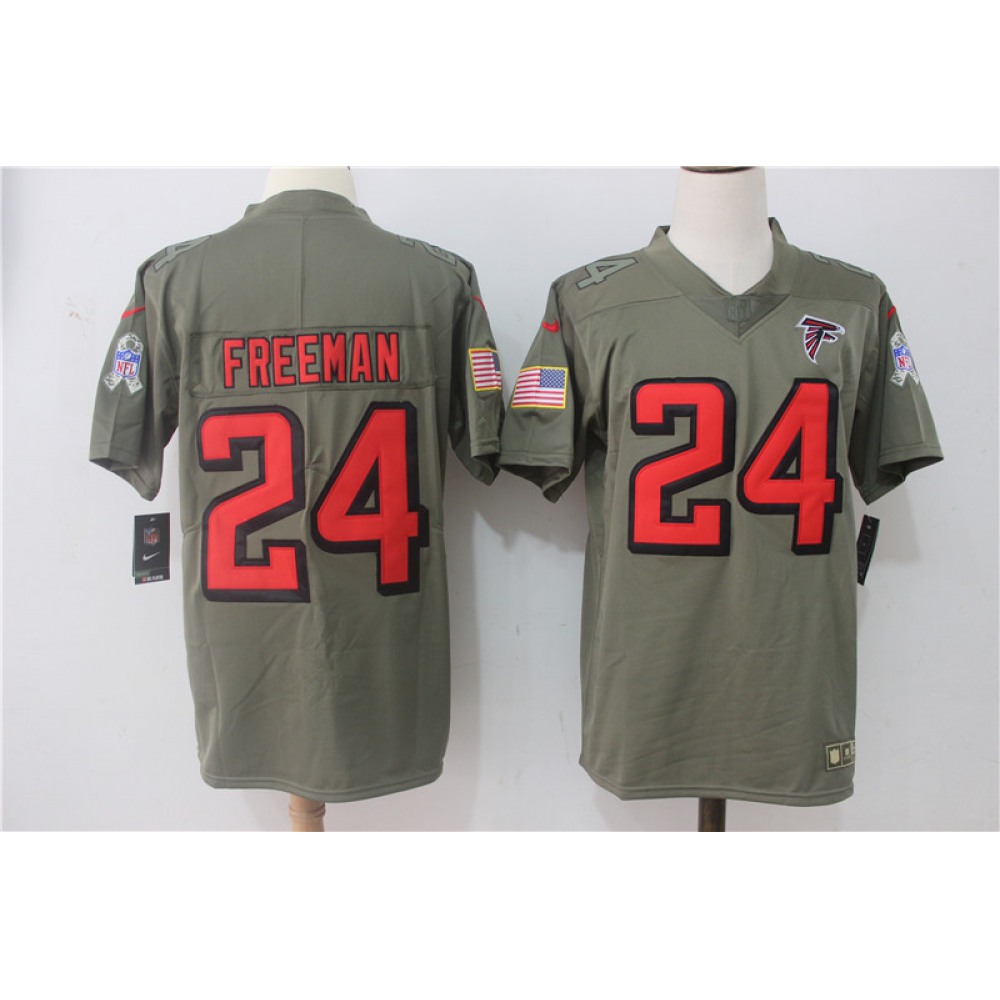 Men'sAtlanta Falcons #24 Devonta Freeman Olive Salute To Service Limited Stitched NFL Jersey