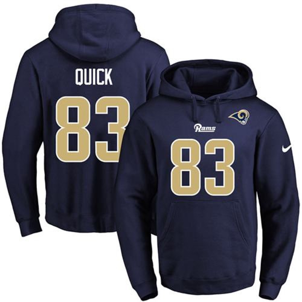 Rams #83 Brian Quick Navy Blue Name & Number Pullover NFL Hoodie