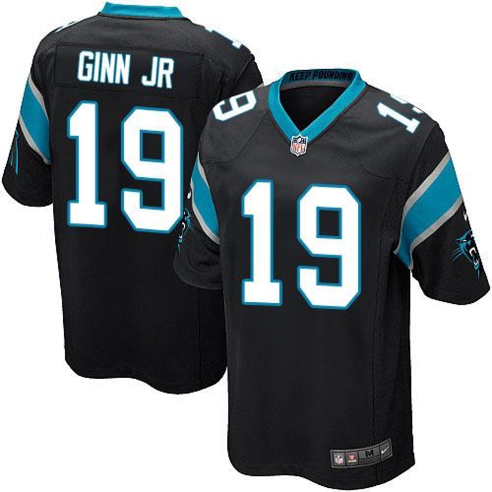 Panthers #19 Ted Ginn Jr Black Team Color Youth Stitched NFL Elite Jersey