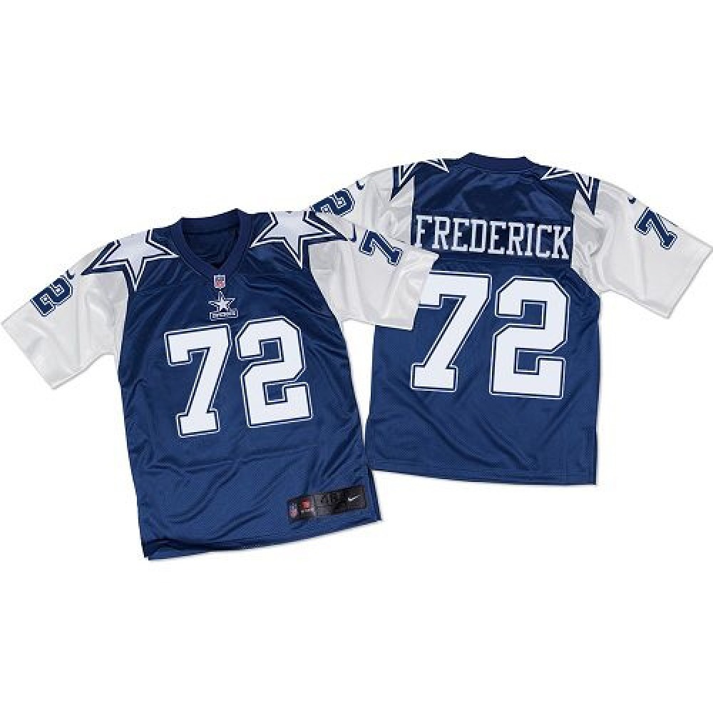 Cowboys #72 Travis Frederick Navy Blue/White Throwback Men's Stitched NFL Elite Jersey