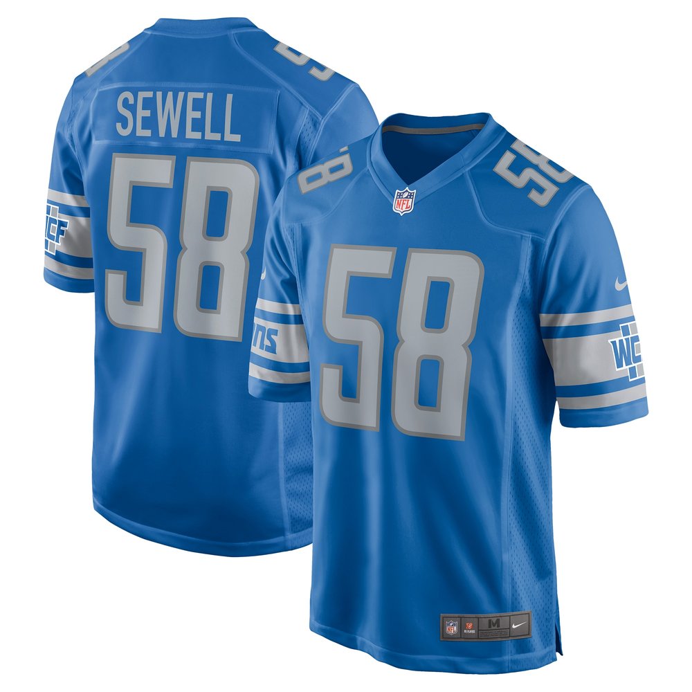 Men's Detroit Lions #58 Penei SewellBlue Game Jersey