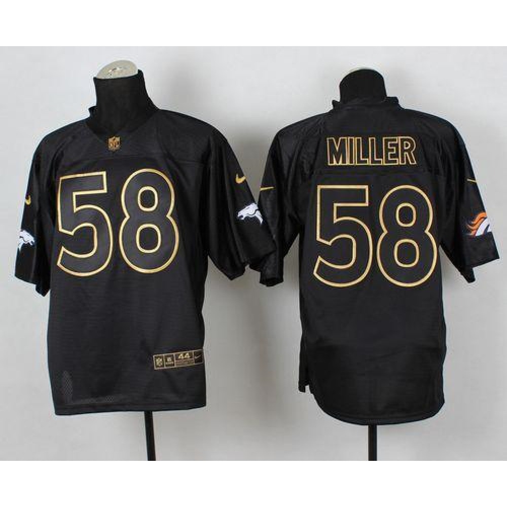 Broncos #58 Von Miller Black Gold No. Fashion Men's Stitched NFL Elite Jersey