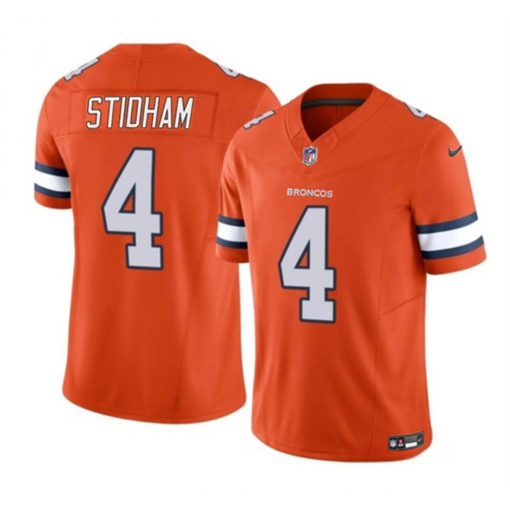 Men's Denver Broncos #4 Jarrett Stidham Orange 2023 F.U.S.E. Vapor Untouchable Stitched Jersey